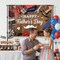 Fathers Day Backdrop Banner Happy Father's Day Decorations Banner Rustic Wood Tie Tool I Love Dad Background Best Dad Ever Party Supplies Photo Booth Props (7x5ft (82x60 inch))